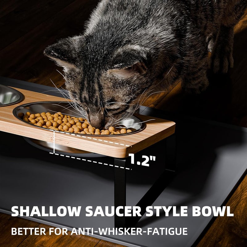 Summark Elevated Whisker Friendly Cat Bowls, 15 Tilted Stand Anti Vomiting Raised Dishes for Food and Water, Stainless Steel Bowls for Cats and Puppy - Image 2